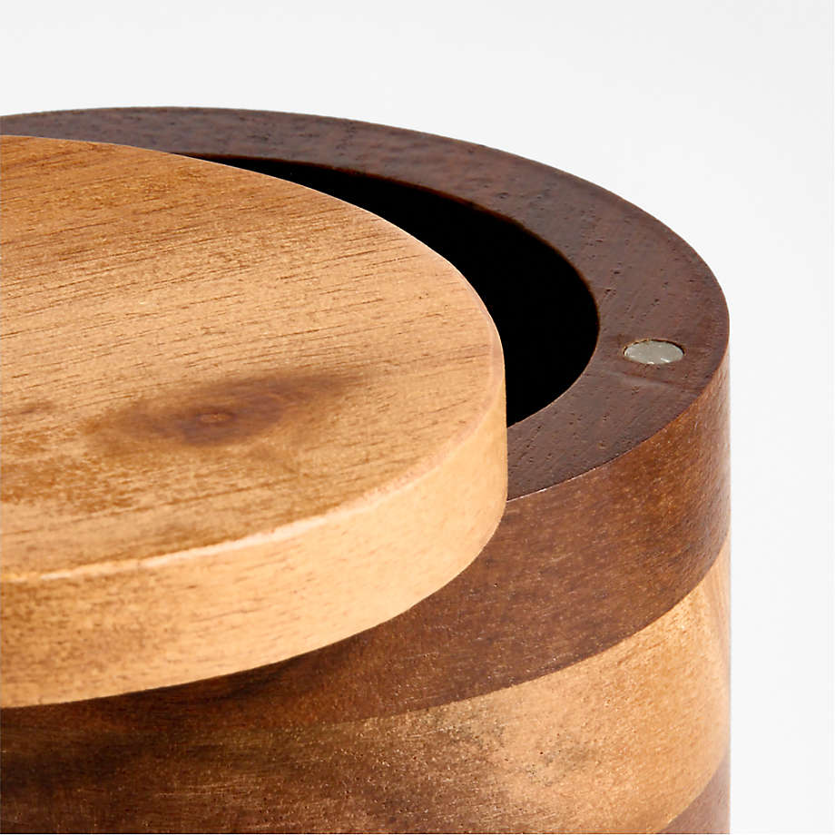 Nestelle™ Natural Acacia Wood Salt & Pepper Cellar + Spoon Included