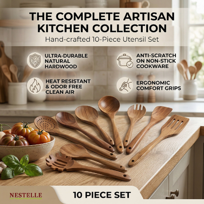 Nestelle™ Natural Teak Wooden Utensil Set