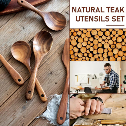 Nestelle™ Natural Teak Wooden Utensil Set