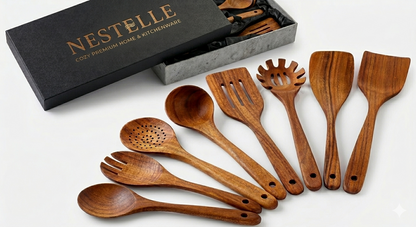 Nestelle™ Natural Teak Wooden Utensil Set